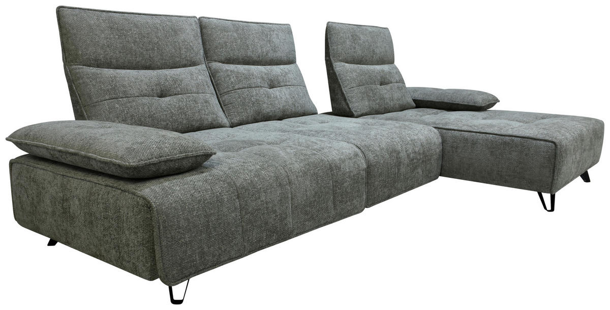 ECKSOFA Grau Chenille  - Schwarz/Grau, Design, Kunststoff/Textil (314/162cm) - Livetastic