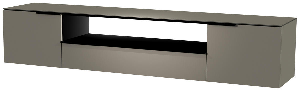 LOWBOARD  in 210/41/45 cm  - Schwarz/Grau, Design, Glas/Holzwerkstoff (210/41/45cm) - Moderano