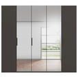 DREHTÜRENSCHRANK 251/235/61 cm,  in Graphitfarben, 5-türig  - Graphitfarben, Basics, Glas/Holzwerkstoff (251/235/61cm) - Novel