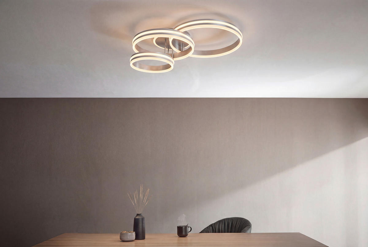 LED SVJETILJKA STROPNA Andromeda  - siva/opalna, Design, metal/plastika (80/60/20cm) - Novel