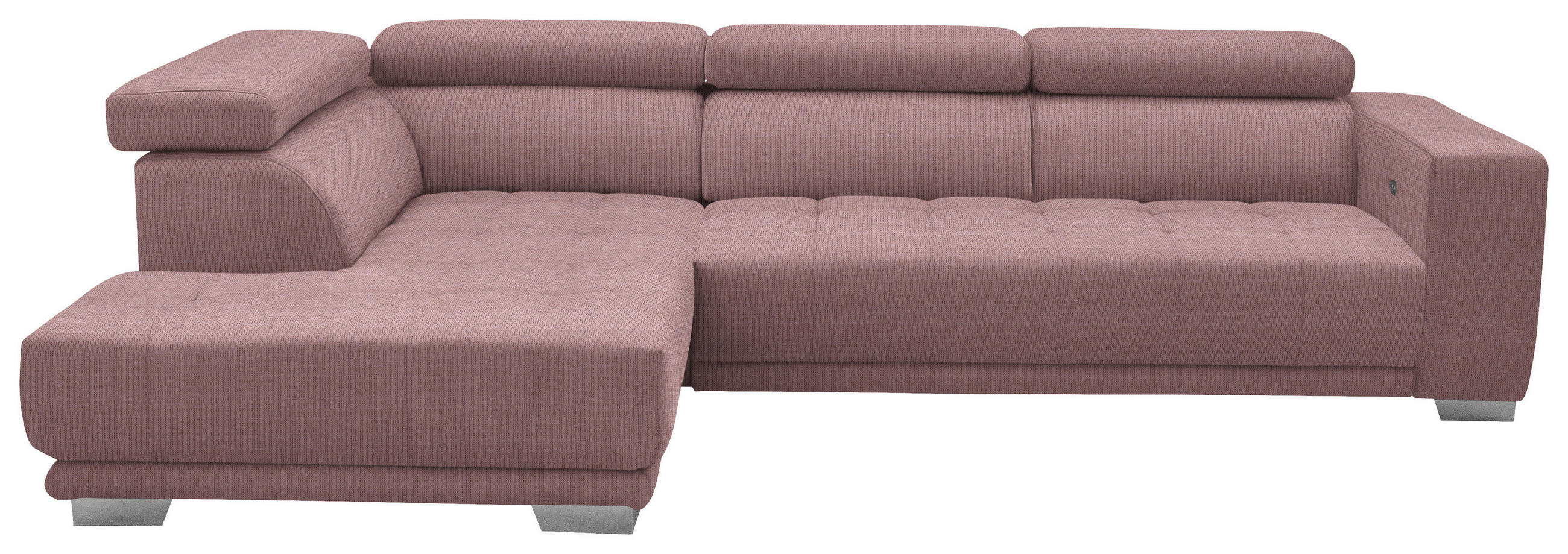 ECKSOFA in Mikrofaser Rosa  207/301 cm  - Chromfarben/Rosa, Design, Textil/Metall (207/301cm) - Xora
