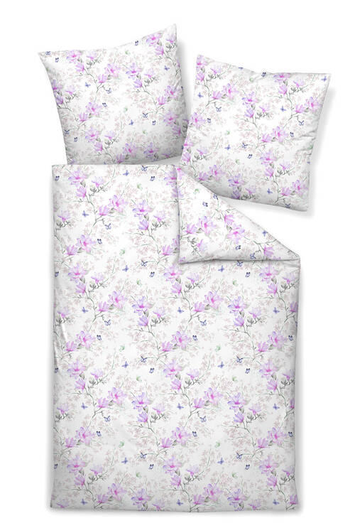 BETTWÄSCHE Milano Makosatin  - Salbeigrün/Lila, Basics, Textil (135/200cm) - Janine