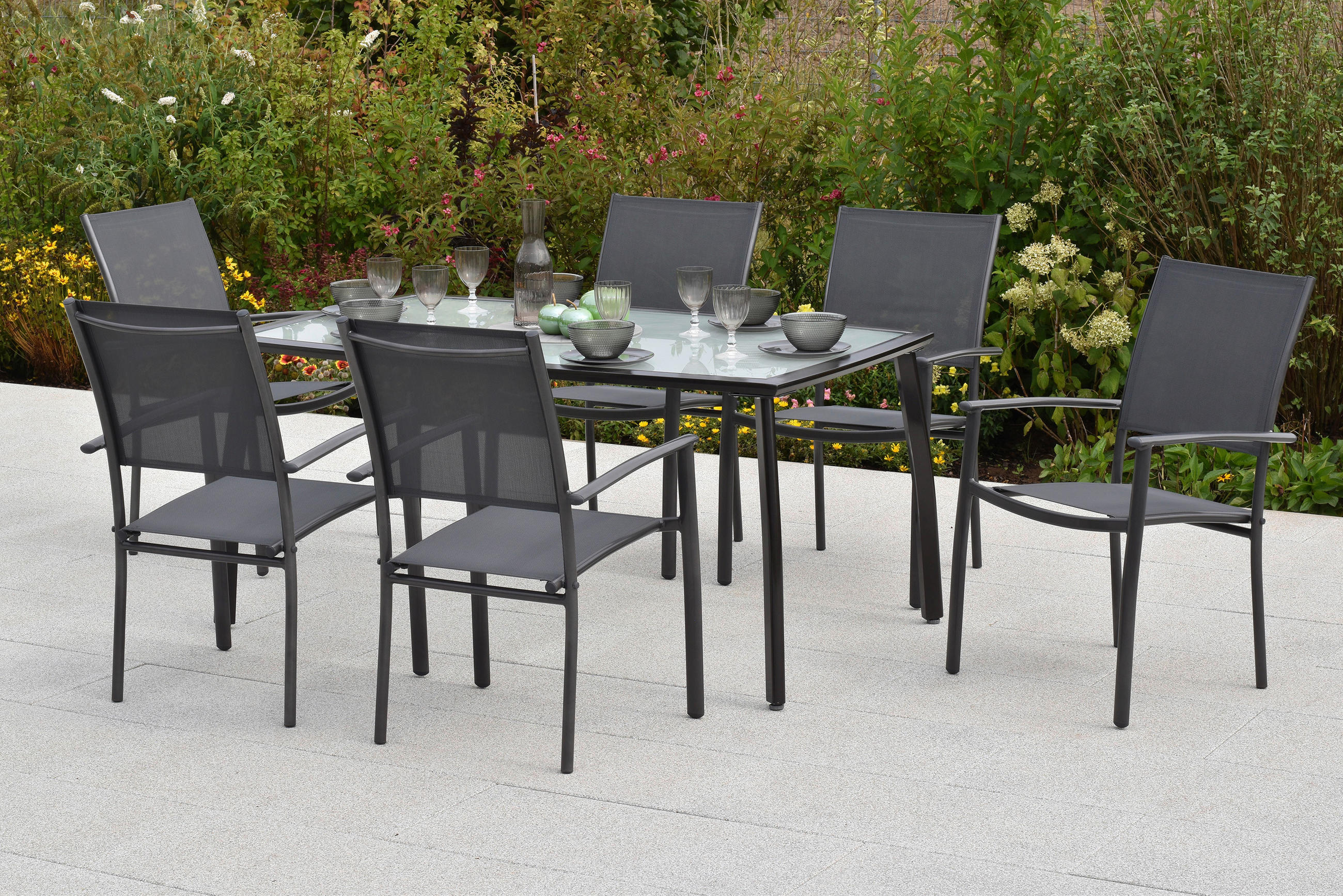 GARTENSET Aluminium  - Graphitfarben/Grau, MODERN, Textil/Metall - Gardenson