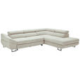 ECKSOFA in Webstoff Creme  - Creme/Schwarz, Design, Textil/Metall (280/235cm) - Hom`in