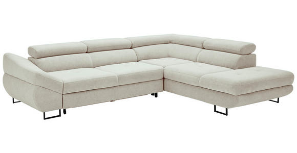 ECKSOFA in Webstoff Creme  - Creme/Schwarz, Design, Textil/Metall (280/235cm) - Hom`in