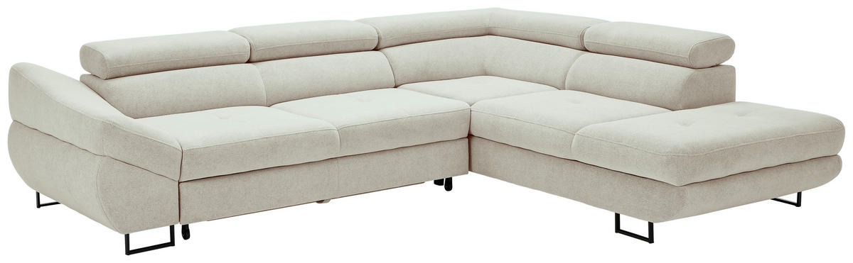 ECKSOFA in Webstoff Creme  - Creme/Schwarz, Design, Textil/Metall (280/235cm) - Hom`in