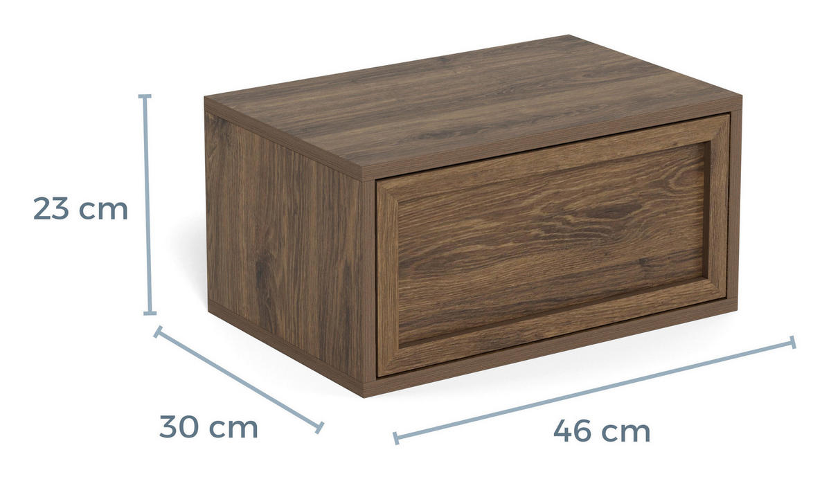 NACHTSCHRANK 46/23/30 cm  - Eiche dunkel, MODERN, Holzwerkstoff (46/23/30cm) - VanDerken