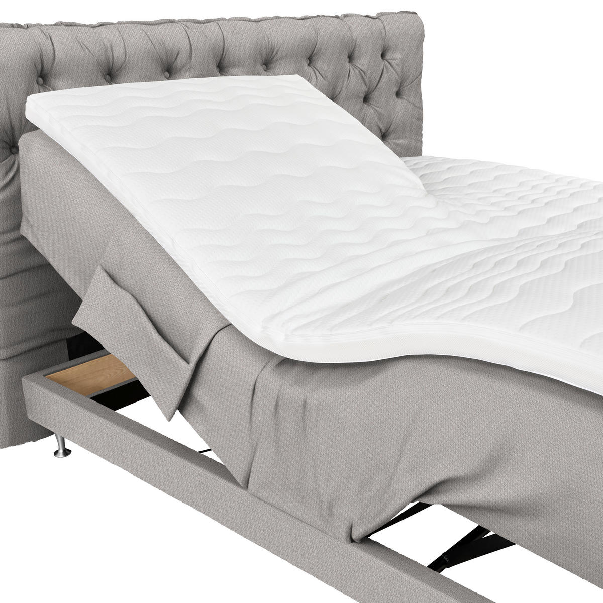 BOXSPRINGBETT 160/200 cm  Hellgrau  - Blau/Silberfarben, Basics, Holzwerkstoff/Textil (160/200cm) - Welnova