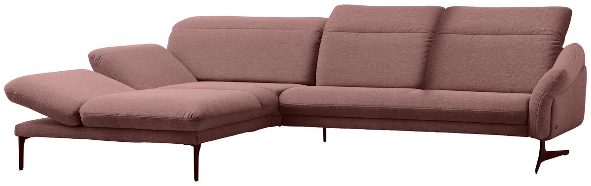ECKSOFA in Webstoff Rosa  - Anthrazit/Rosa, Design, Textil/Metall (203/299cm) - Himolla