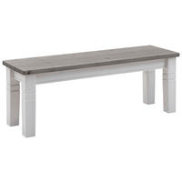 SITZBANK 130/46/40 cm Grau, Weiß Kiefer massiv  - Weiß/Grau, ROMANTIK / LANDHAUS, Holz (130/46/40cm) - Boxxx