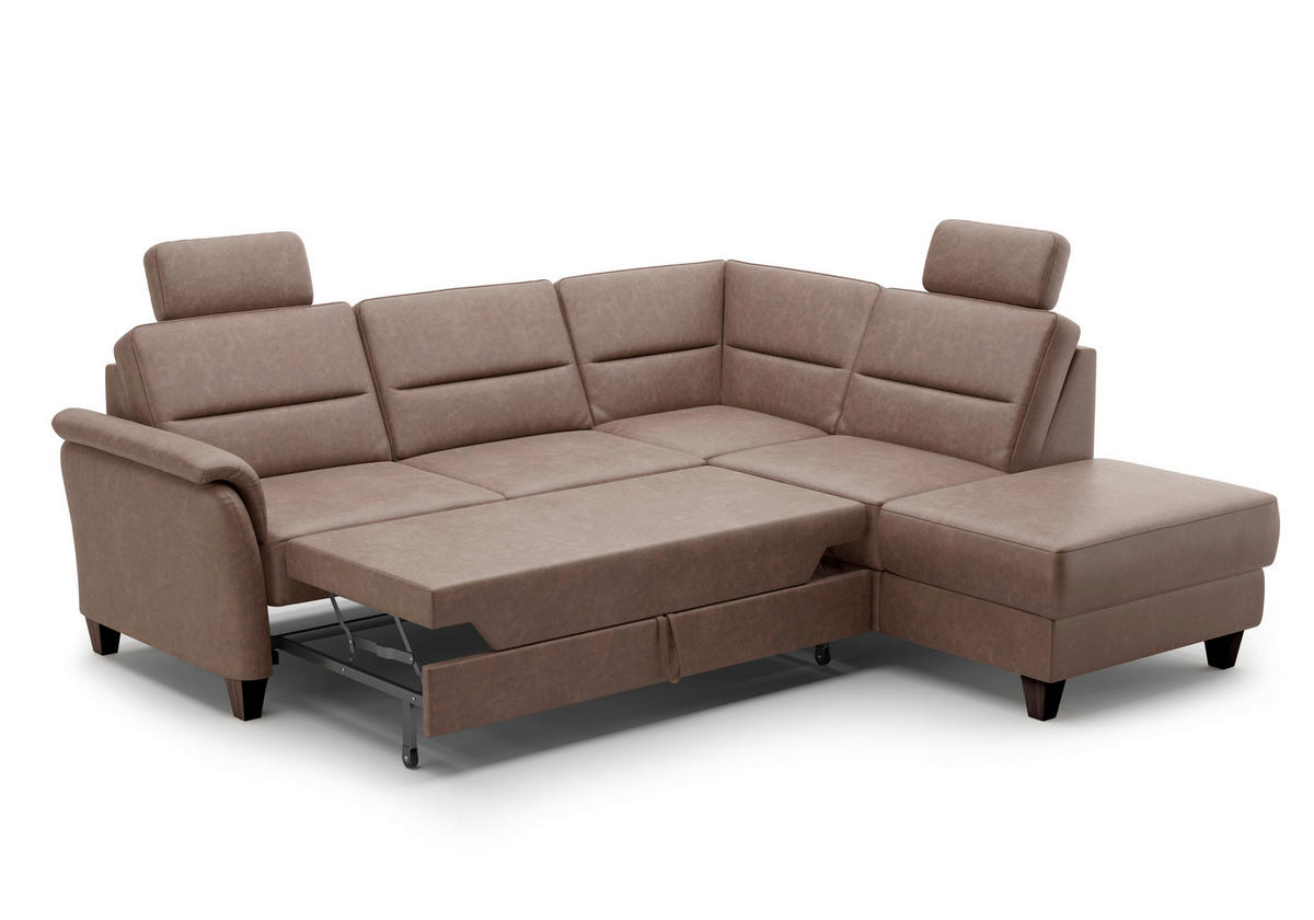 ECKSOFA in Mikrofaser Haselnussfarben  236/212 cm  - Wengefarben/Haselnussfarben, KONVENTIONELL, Holz/Textil (236/212cm) - Sit & More