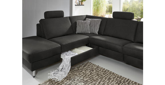 ECKSOFA  in Mikrofaser Anthrazit  242/275 cm  - Anthrazit/Alufarben, Design, Textil/Metall (242/275cm) - Dieter Knoll