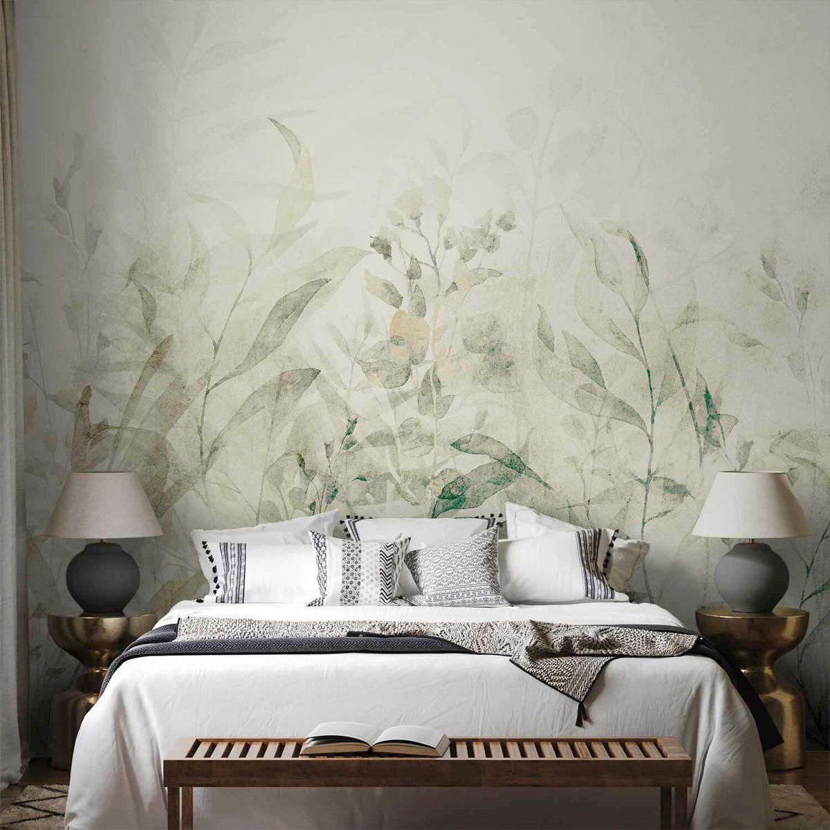 FOTOTAPETE  - Salbeigrün/Weiß, LIFESTYLE, Textil (100/70cm) - artgeist