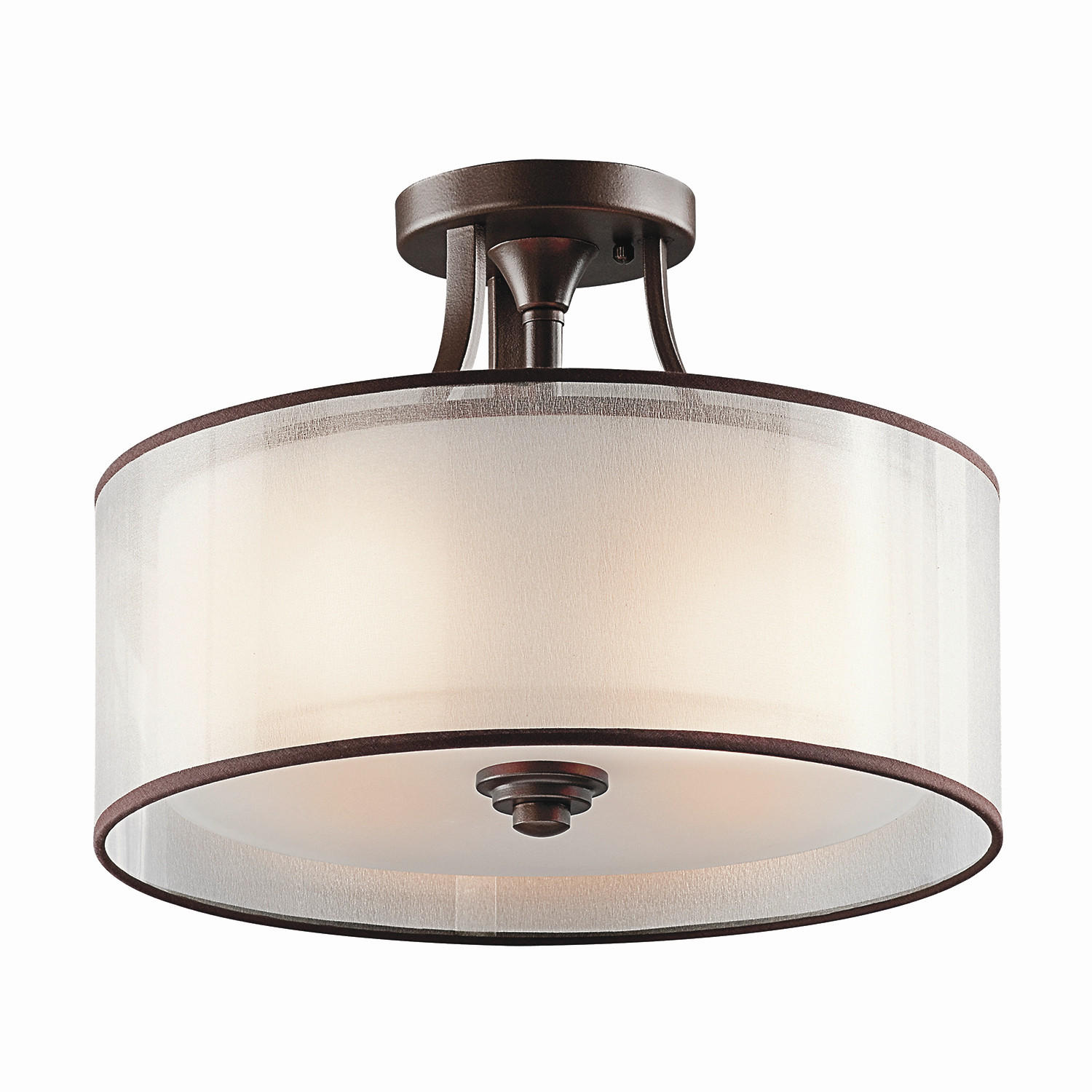 DECKENLEUCHTE Elstead Lacey 38.1/27.8 cm   - Dunkelbraun/Bronzefarben, ROMANTIK / LANDHAUS, Glas/Textil (38.1/27.8cm) - Elstead Lighting