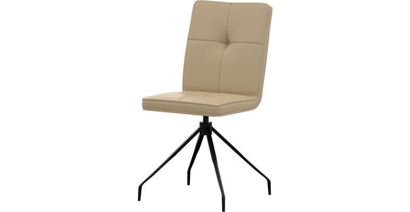 STUHL  Lederauswahl  Echtleder  - Beige, Design, Leder/Metall (45/96/58cm) - Moderano