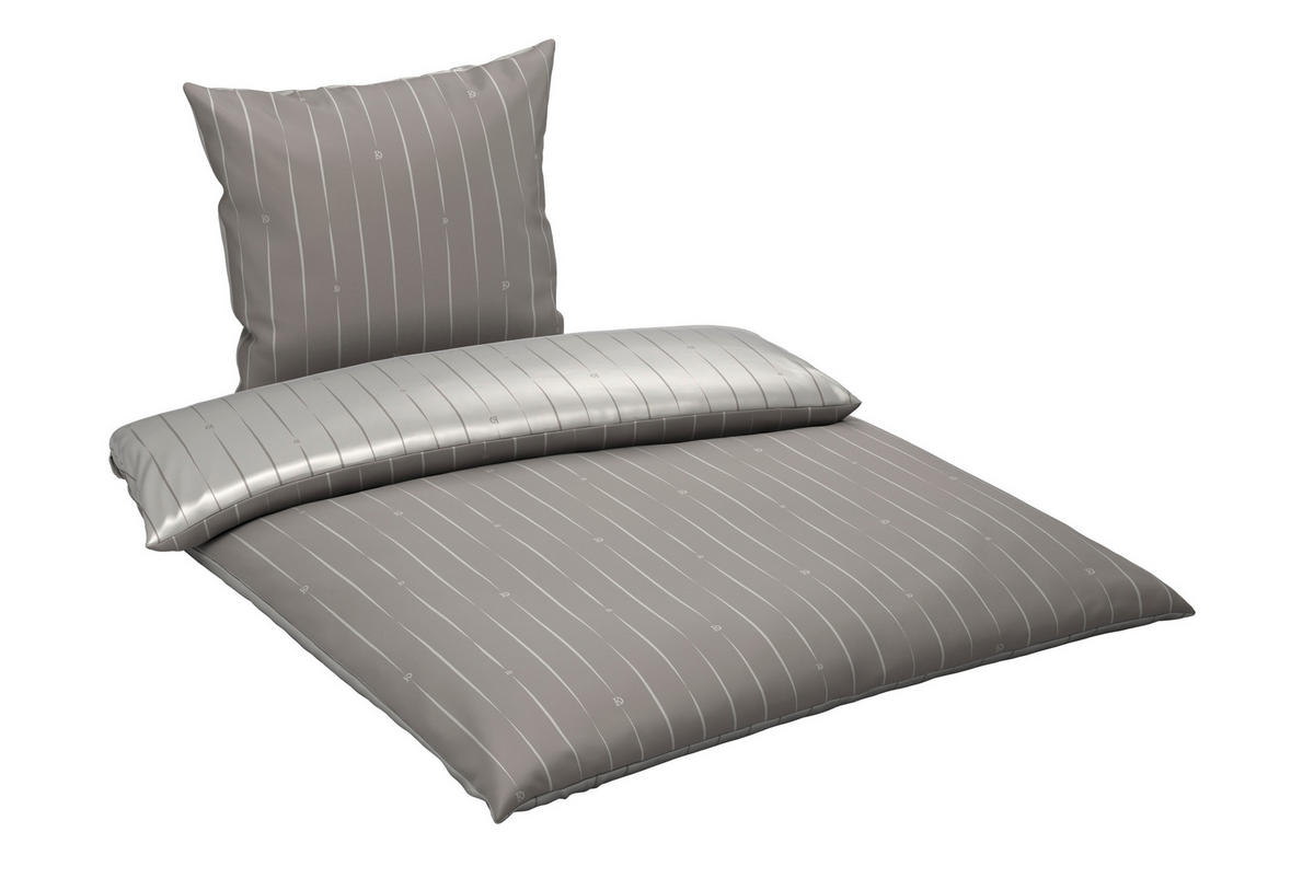 WENDEBETTWÄSCHE STRIPES DK Satin 155/220 cm  - Silberfarben, Design, Textil (155/220cm) - Dieter Knoll