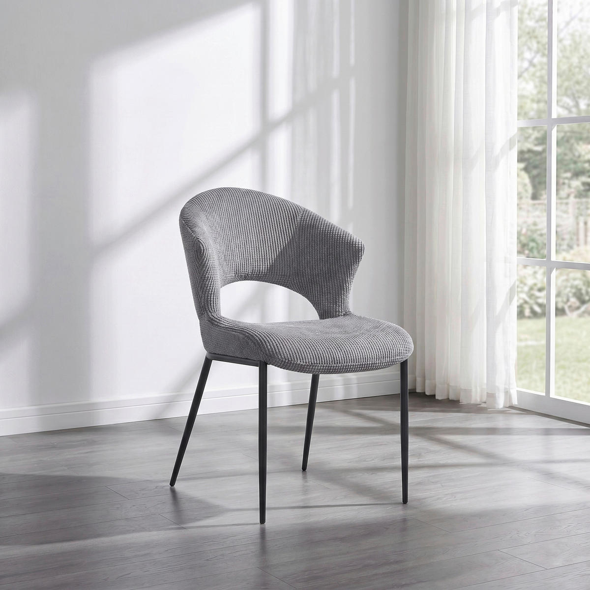 STUHL   Webstoff  Grau  - Schwarz/Grau, Design, Textil/Metall (56,5/83,5/63,5cm) - Stylife