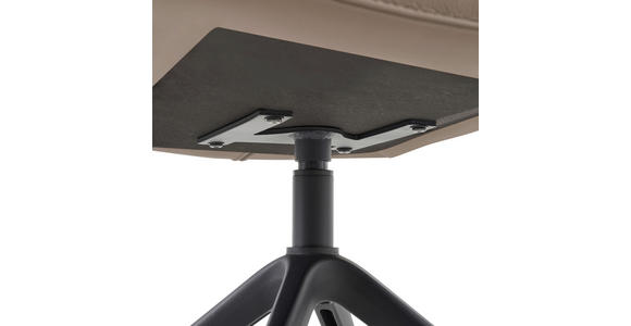 ARMLEHNSTUHL in Aluminium, Eisen Echtleder pigmentiert - Taupe/Schwarz, Design, Leder/Metall (65/92/67,5cm) - Novel