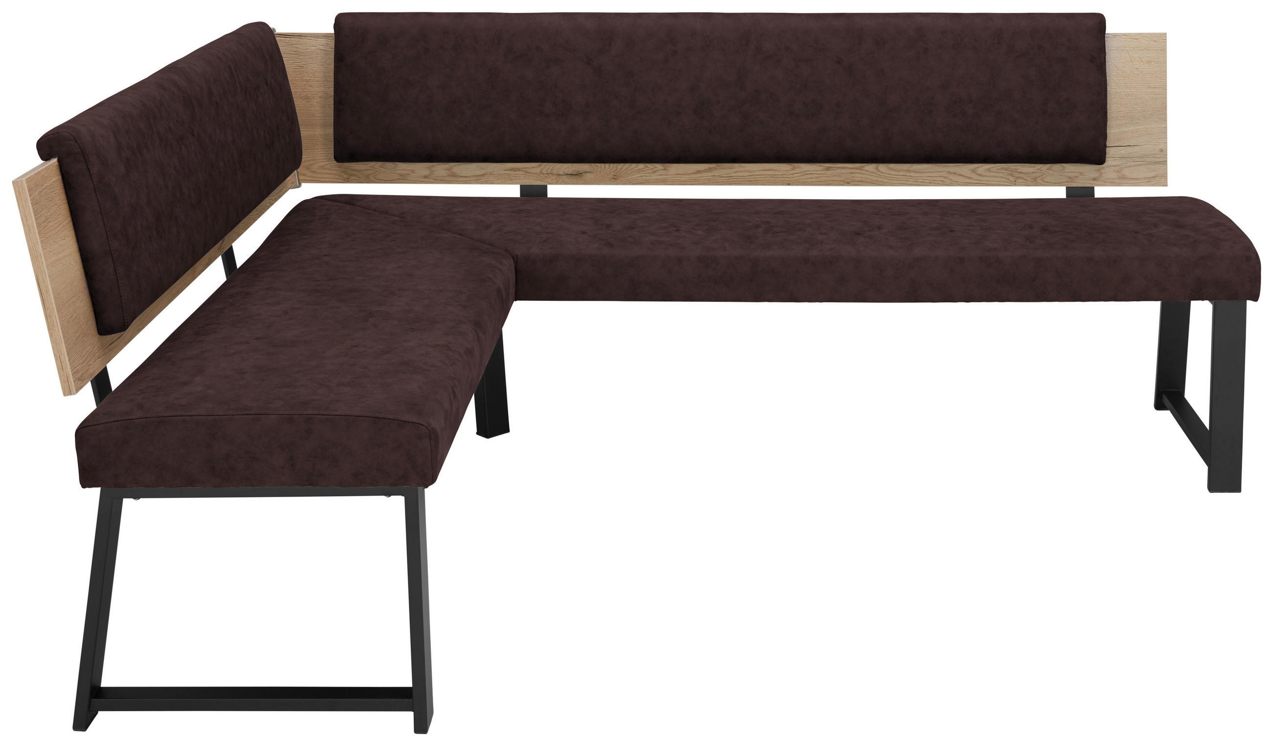 ECKBANK Metall, Textil, Holzwerkstoff Braun  - Schwarz/Braun, Modern, Holzwerkstoff/Textil (180/200cm) - Venda