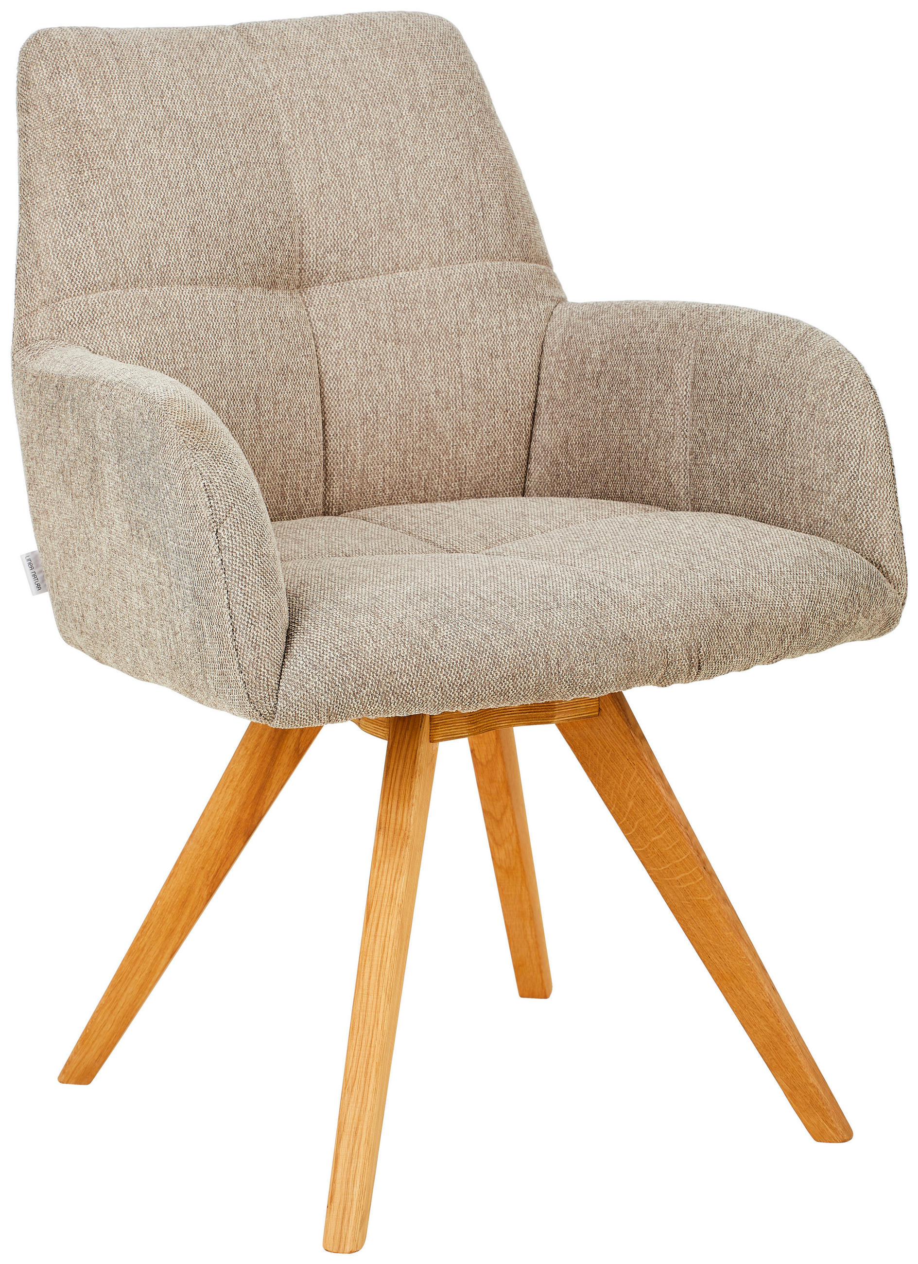 ARMLEHNSTUHL drehbar  in Webstoff  - Taupe/Eichefarben, KONVENTIONELL, Holz/Textil (62/87,5/68,5cm) - Linea Natura