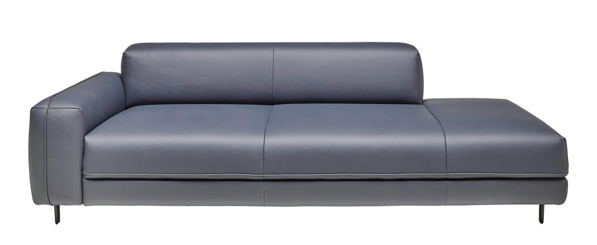 2,5-SITZER in Leder Dunkelblau  - Anthrazit/Dunkelblau, Design, Leder/Metall (226/70/109cm) - Johann Jakob