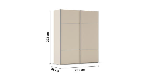 SCHWEBETÜRENSCHRANK 201/223/68 cm 2-türig Champagner - Champagner/Alufarben, KONVENTIONELL, Holzwerkstoff/Metall (201/223/68cm) - Novel
