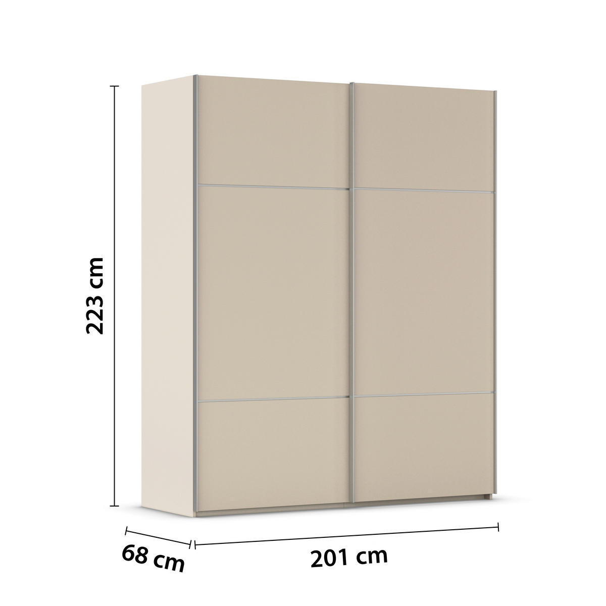 SCHWEBETÜRENSCHRANK in Champagner  - Champagner/Alufarben, Konventionell, Holzwerkstoff/Metall (201/223/68cm) - Novel