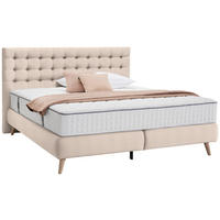 BOXSPRINGBETT 160/200 cm  in Beige  - Beige, Design, Holz/Textil (160/200cm) - Welnova