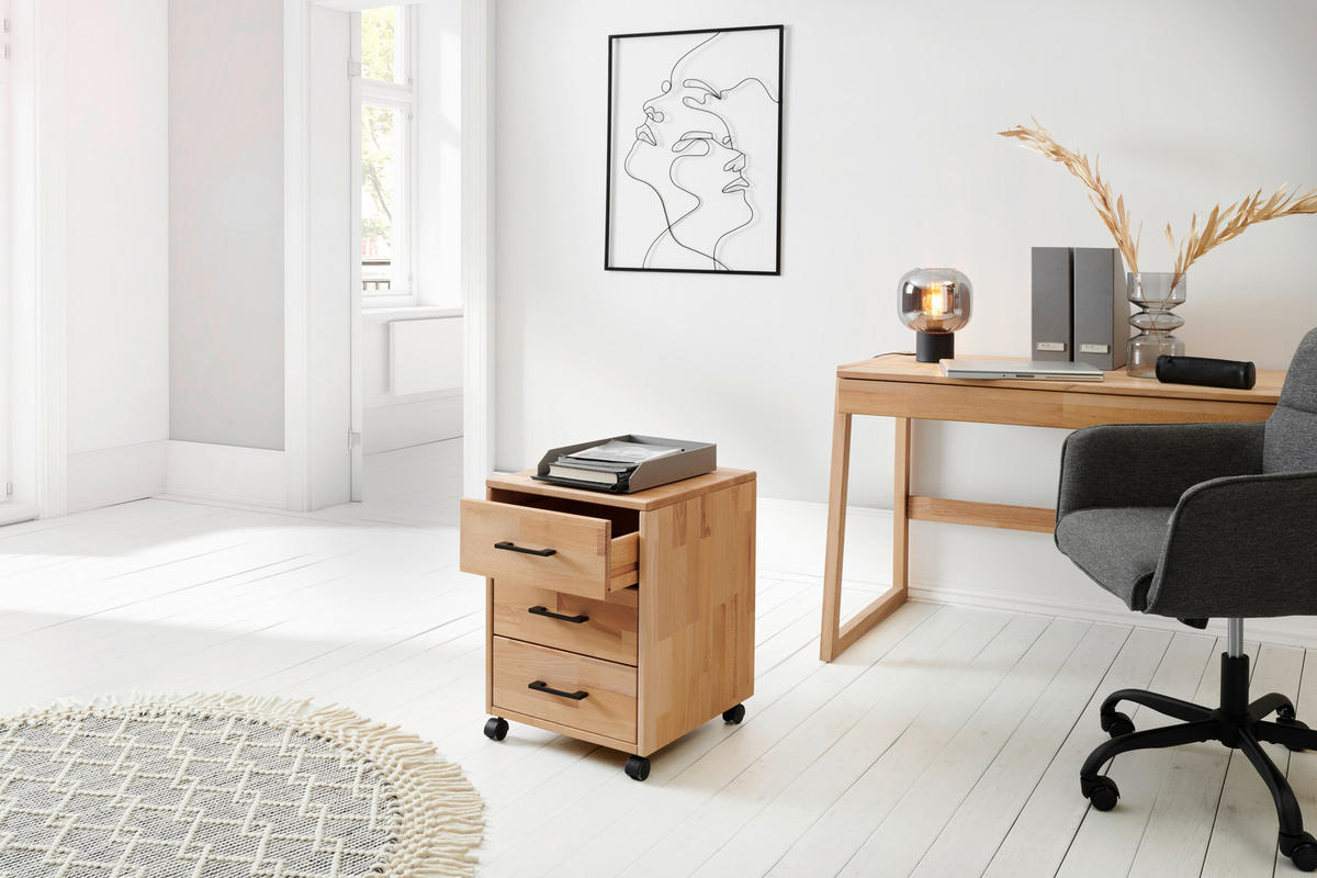 ROLLCONTAINER  - Schwarz/Kernbuche, Basics, Holz/Kunststoff (40/56,7/42cm) - Livetastic
