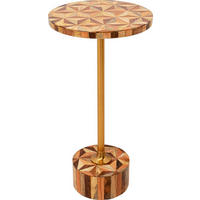 ODKLÁDACÍ STOLEK, hnědá, barvy zlata, tmavě hnědá - tmavě hnědá/barvy zlata, Design, kov/kompozitní dřevo (25/25/50cm) - Kare-Design