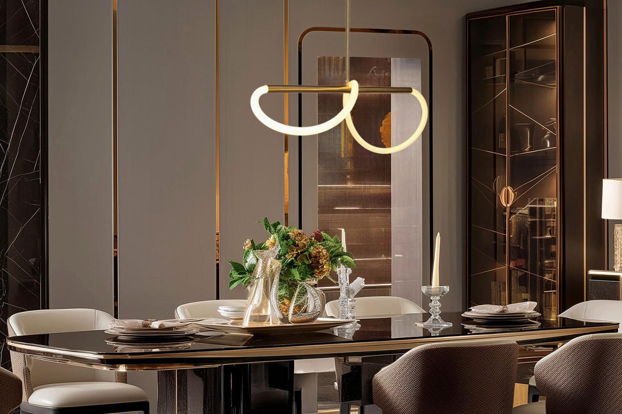 LED-PENDELLEUCHTE 80/15/120 cm  - Goldfarben/Weiß, Design, Kunststoff/Metall (80/15/120cm)