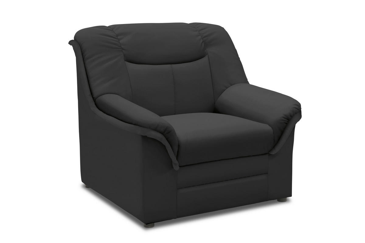 SESSEL in Lederlook Schwarz  - Schwarz, KONVENTIONELL, Kunststoff/Textil (95/89/90cm) - MID.YOU