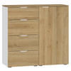 KOMMODE 90/87/43 cm  in Weiss, Eichefarben  - Weiss/Edelstahlfarben, Design, Holzwerkstoff/Kunststoff (90/87/43cm) - Jutzler