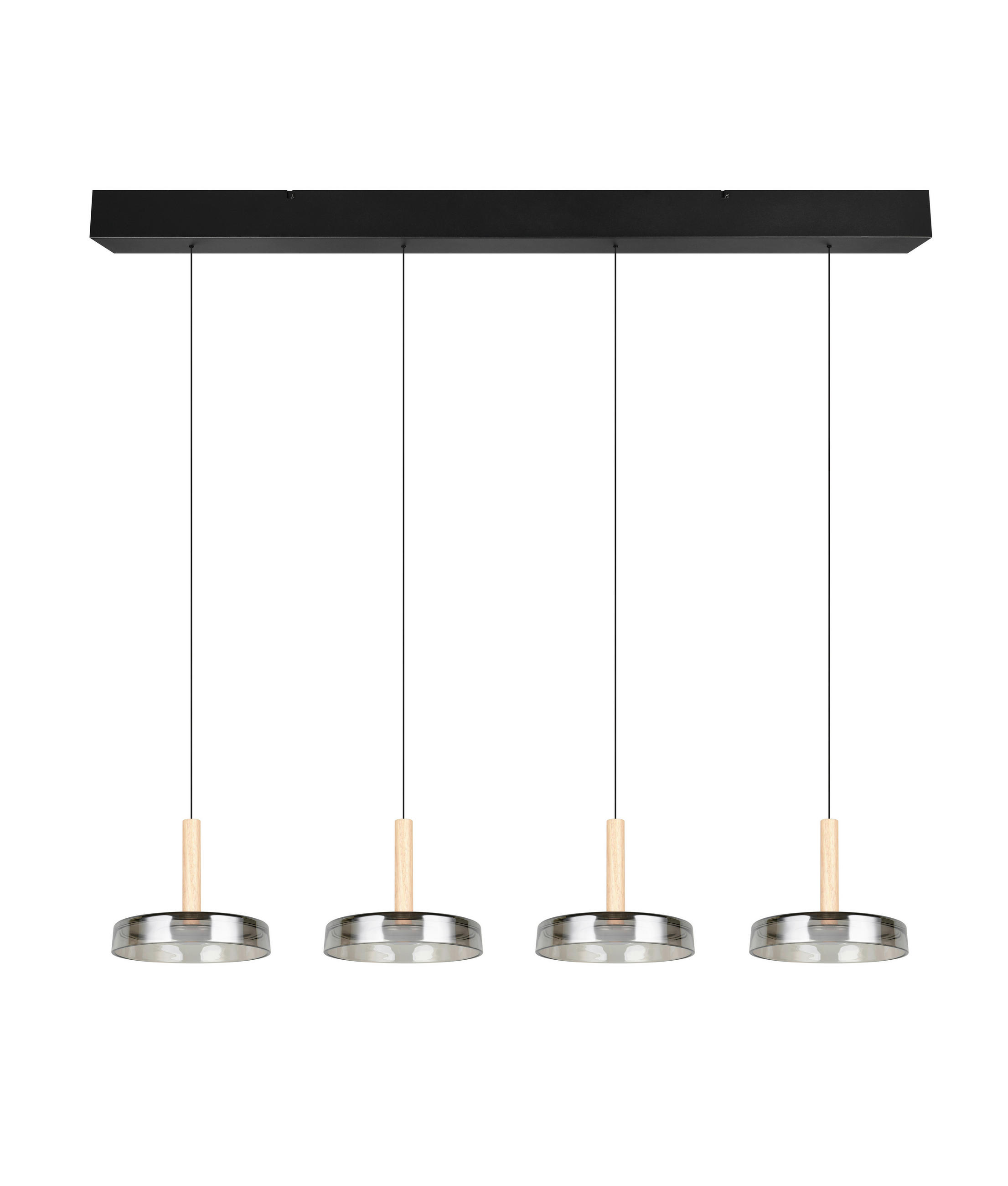 LED-PENDELLEUCHTE 115/22/200 cm  - Chromfarben/Schwarz, Design, Glas/Metall (115/22/200cm) - Trio Leuchten