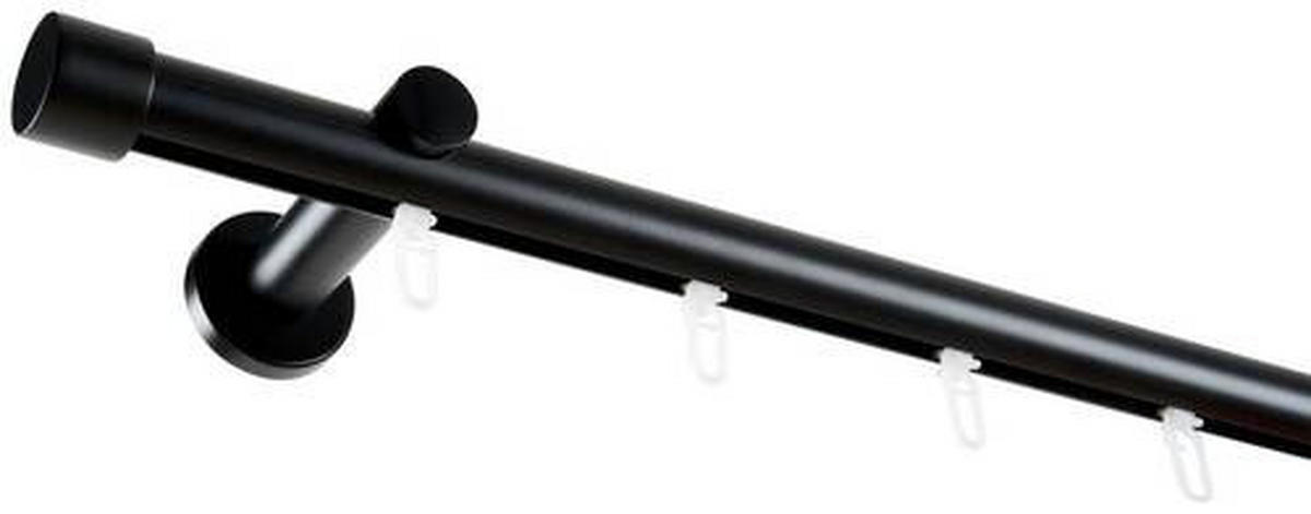 TYČ NA ZÁVĚSY S PŘÍSLUŠENSTVÍ  200 cm - černá, Basics, kov (200cm) - Homeware