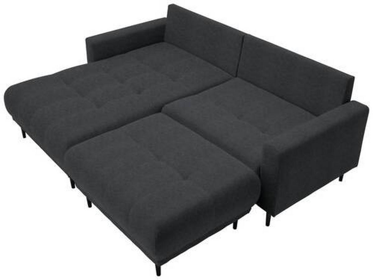 ECKSOFA in Flachgewebe Dunkelgrau  - Dunkelgrau/Schwarz, Design, Holz/Textil (160/215cm) - Stylife