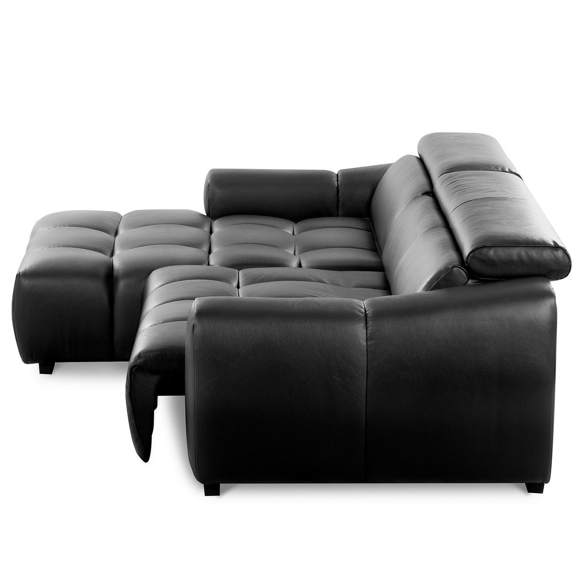 ECKSOFA AVEIRO Anthrazit Echtleder Bettkasten, Kopfteilverstellung, Sitzvorzug  - Anthrazit/Schwarz, Design, Leder/Kunststoff (177/274cm) - Livetastic