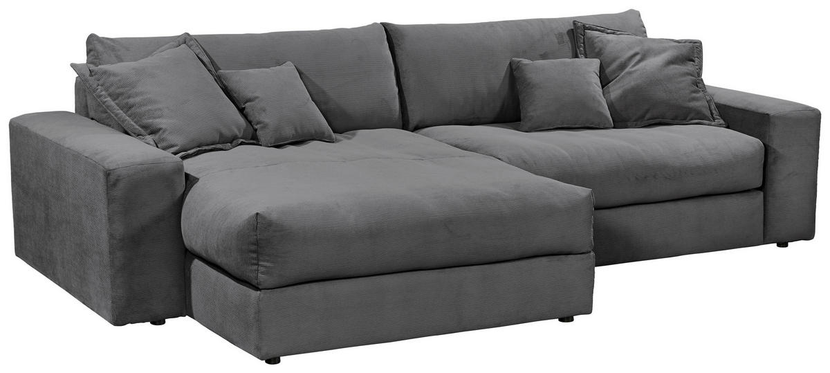 ECKSCHLAFSOFA  KAMIL Anthrazit Cord  - Anthrazit/Schwarz, MODERN, Kunststoff/Textil (180/297cm) - Livetastic