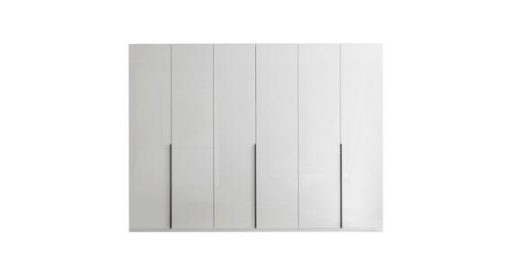 DREHTÜRENSCHRANK 302/225/58 cm,  in Weiß, Weiß Hochglanz, 6-türig  - Weiß Hochglanz/Schwarz, MODERN, Holzwerkstoff/Metall (302/225/58cm) - Xora