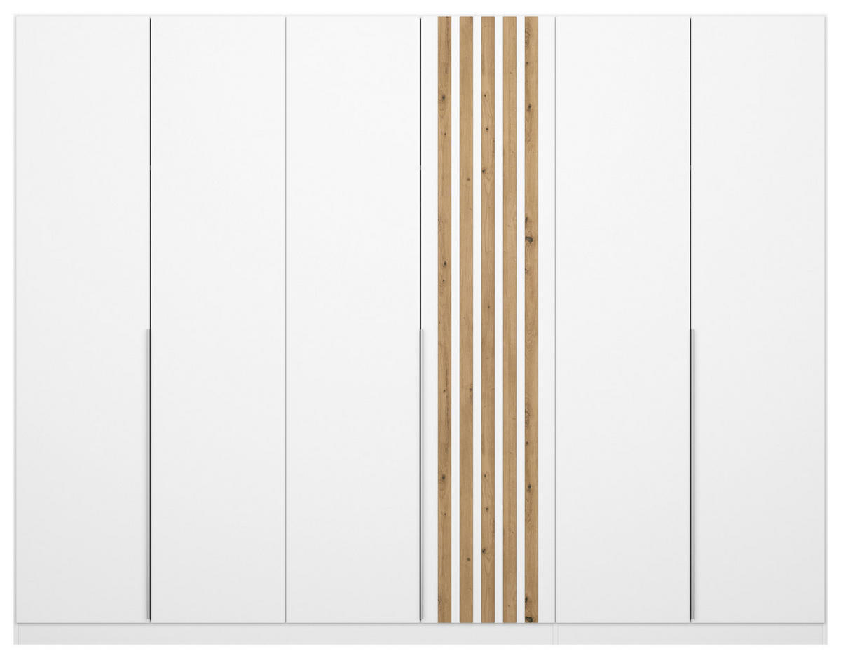 DREHTÜRENSCHRANK in Weiss, Eiche Artisan  - Weiss/Alufarben, Modern, Holzwerkstoff/Metall (271/210/54cm) - Rauch Möbel