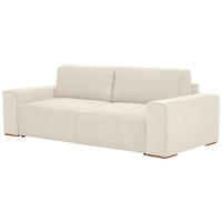 SCHLAFSOFA  mit Liegefunktion Cord Creme  - Buchefarben/Creme, KONVENTIONELL, Holz/Kunststoff (255/86/123cm) - Livetastic