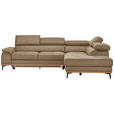 ECKSOFA in Lederlook Sandfarben  - Sandfarben/Schwarz, Natur, Holz/Textil (282/226cm) - Novel