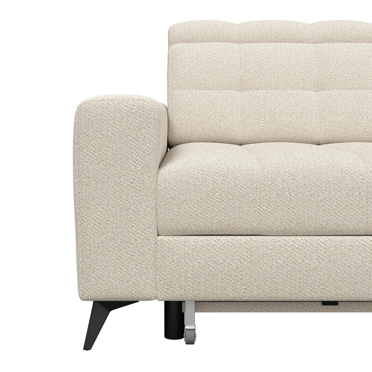 ECKSOFA BARLETTA NEW Creme Velours Bettkasten, Kopfteilverstellung, Sitztiefenverstellung, Liegefläche im Originalstoff  - Creme/Schwarz, ROMANTIK / LANDHAUS, Textil/Metall (289/228cm) - MID.YOU