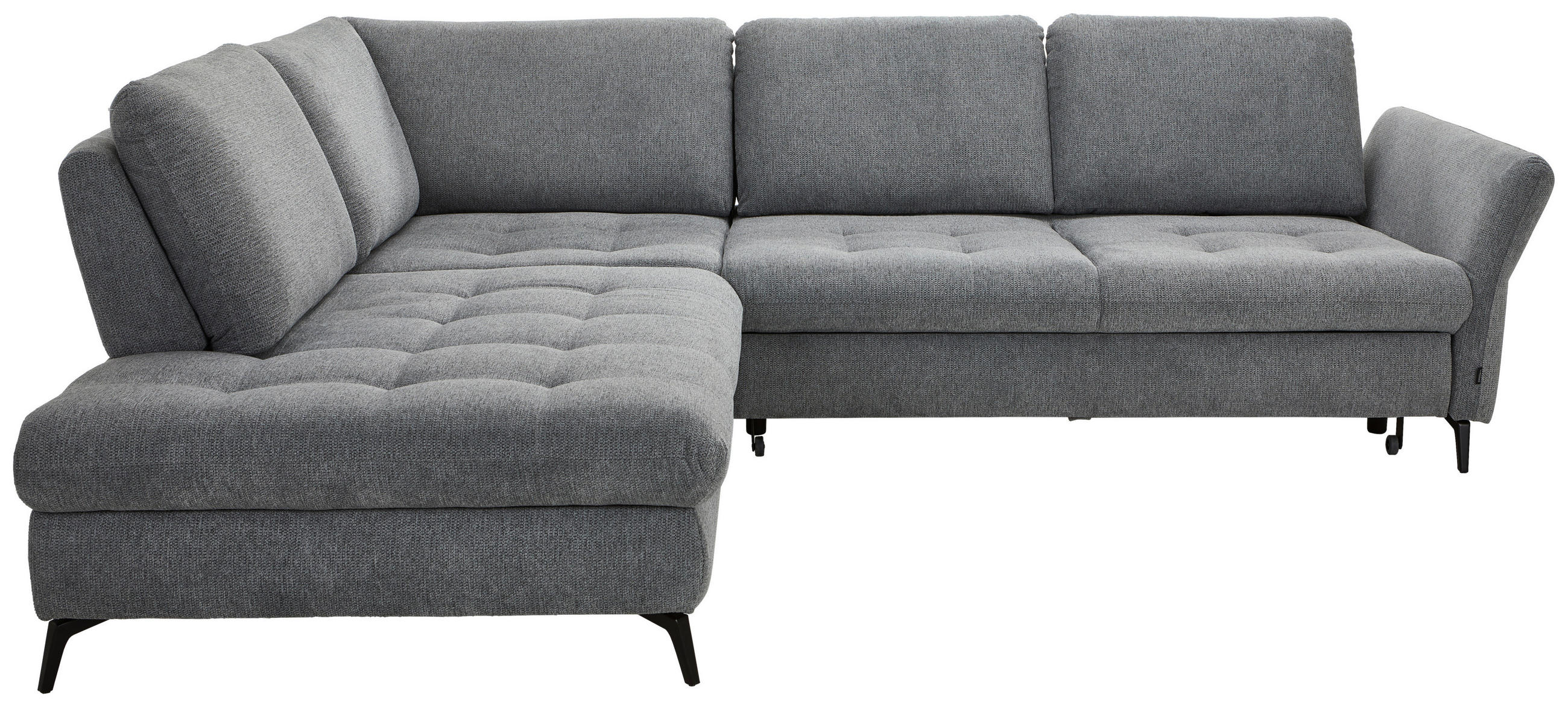 ECKSOFA in Chenille Grau  - Schwarz/Grau, Natur, Textil/Metall (233/288cm) - Valnatura