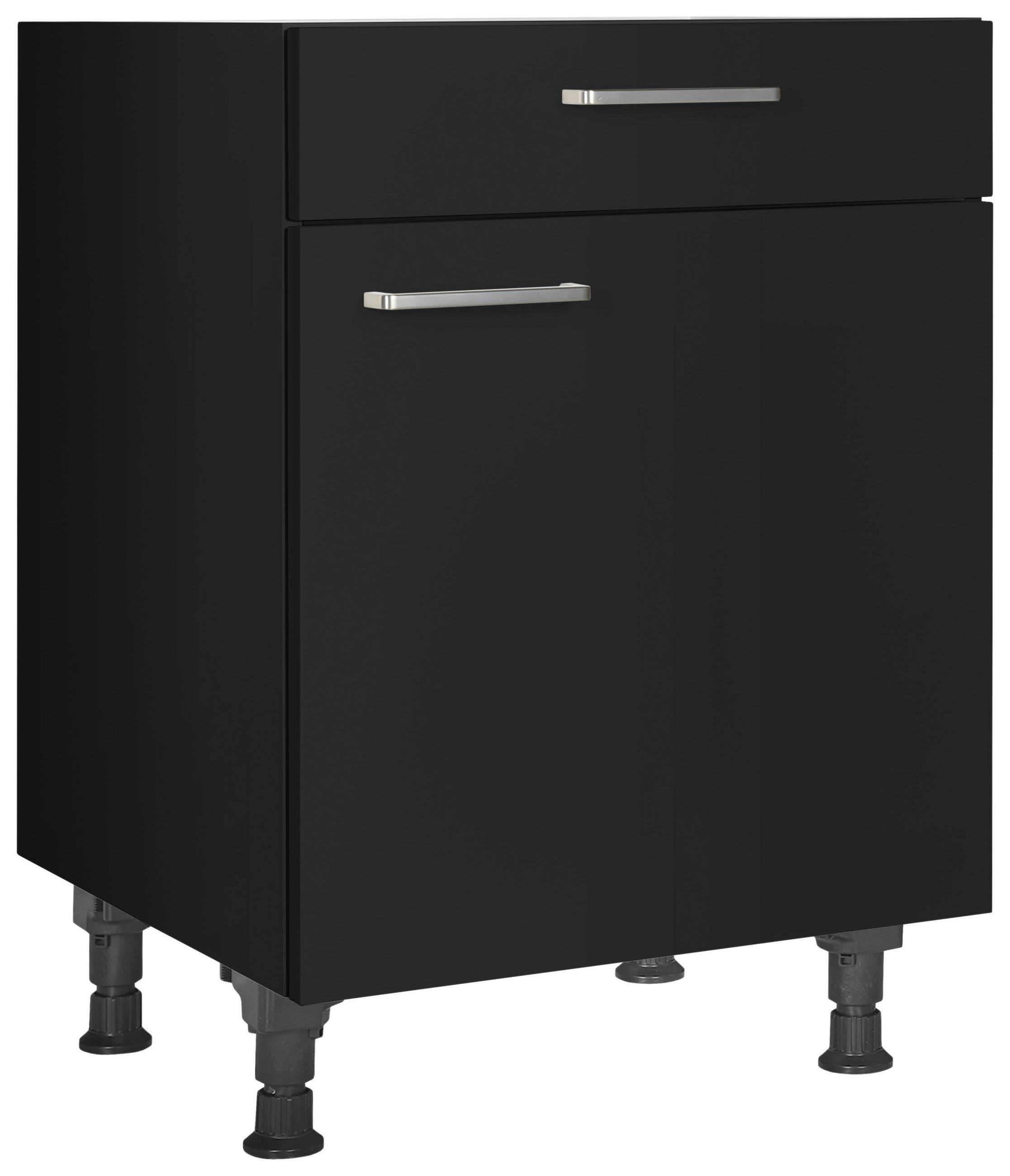 SCHUBKASTENUNTERSCHRANK 60/87/56 cm  in Schwarz  - Edelstahlfarben/Schwarz, MODERN, Holzwerkstoff/Metall (60/87/56cm) - Nobilia