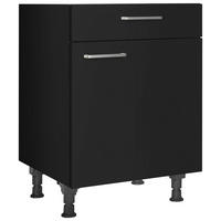 SCHUBKASTENUNTERSCHRANK 60/87/56 cm  in Schwarz  - Edelstahlfarben/Schwarz, MODERN, Holzwerkstoff/Metall (60/87/56cm) - Nobilia