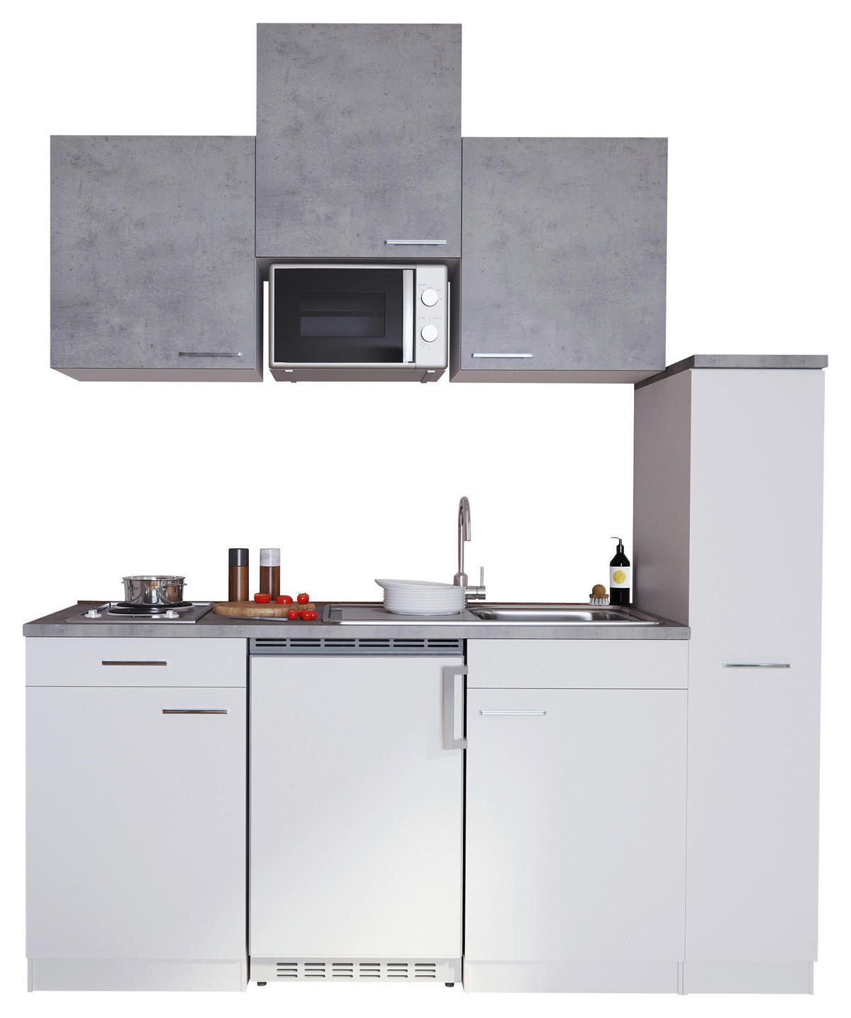 KÜCHENBLOCK 180 cm   in Weiß, Hellgrau  - Hellgrau/Weiß, MODERN, Holzwerkstoff (180cm) - Respekta