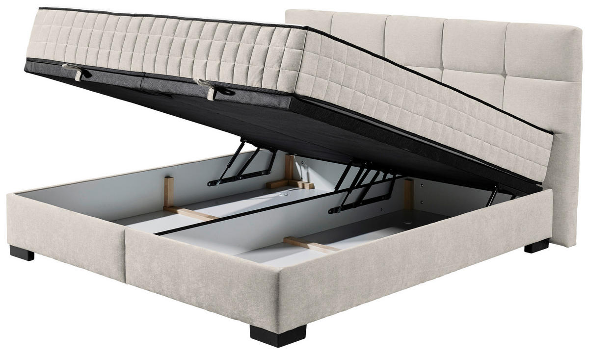 BOXBETT 160/200 cm  in Beige  - Beige/Schwarz, MODERN, Holzwerkstoff/Kunststoff (160/200cm) - MID.YOU