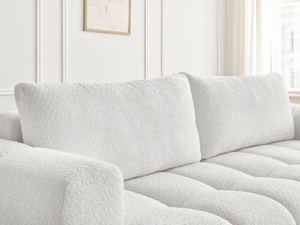 SCHLAFSOFA FUJI Bouclé Weiß  inkl.  - Schwarz/Weiß, MODERN, Kunststoff/Textil (251/113/88cm)