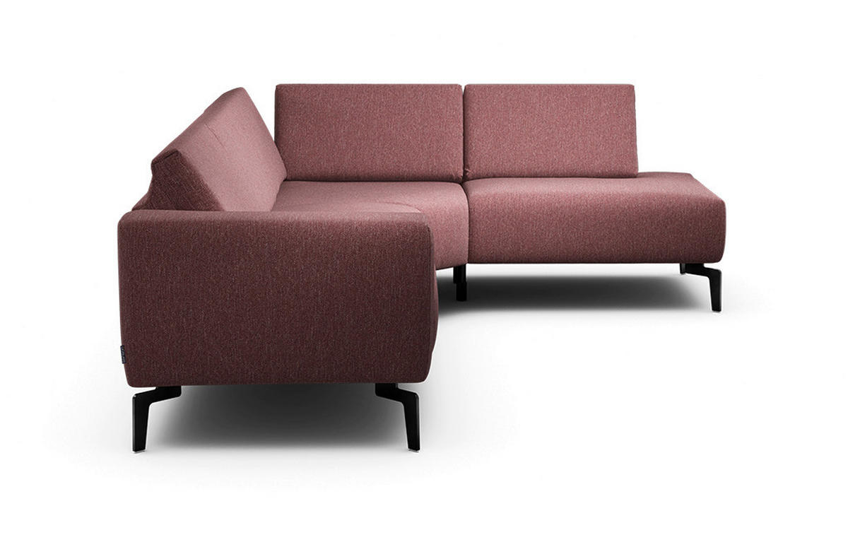 ECKSOFA Cosy Rot Samt  - Rot/Schwarz, Design, Textil/Metall (256/193cm) - SENSOO